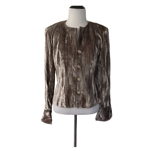 Bloomingdales 6 Beige Champagne Velvet Jacket - Picture 1 of 6